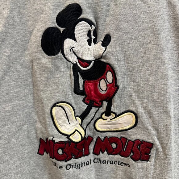 Vintage Disney Mickey Mouse Embroidered Sweatshirt Pullover Grey Large - Picture 2 of 5